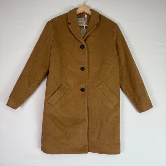 Everlane The Italian ReWool Cocoon Oversized Pea Coat Camel Brown XXS - Picture 2 of 8